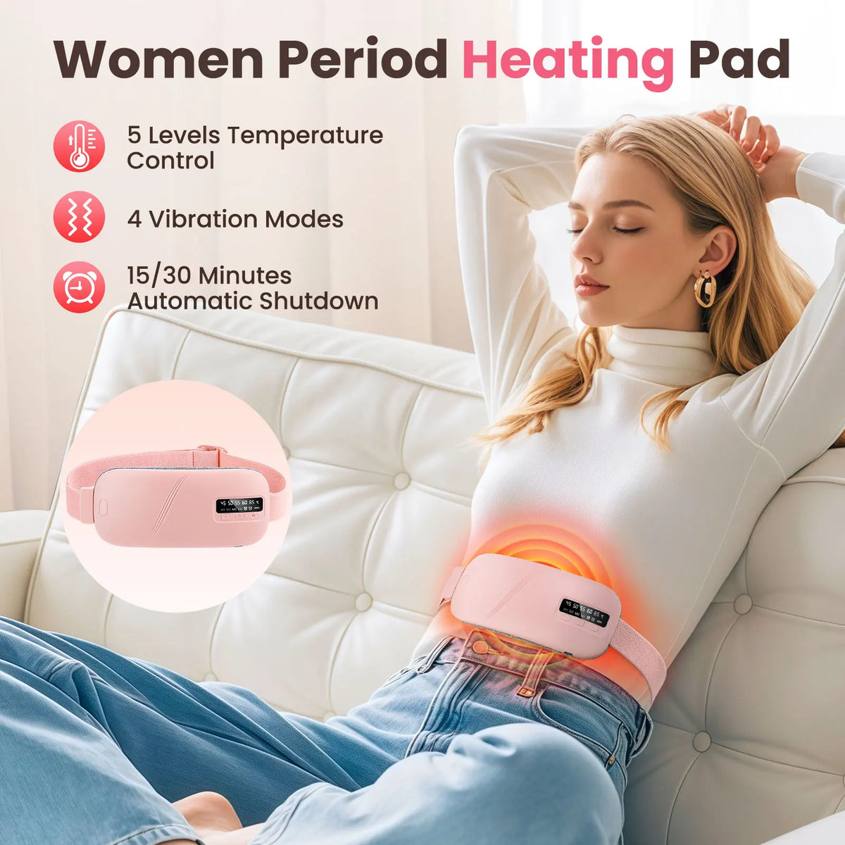 PASTSKY Electric Heating Vibration Waist Massage Belt For Cramps