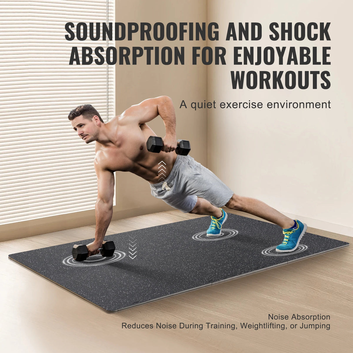 SucceBuy Rubber Top Interlocking Floor Mats for Gym and Home