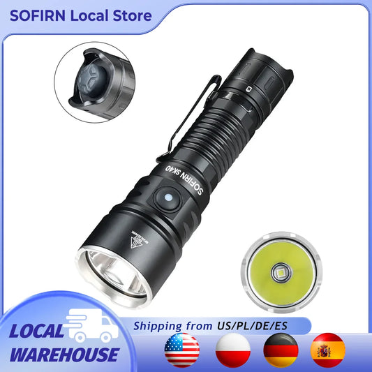 Sofirn SK40 SFT70 Tactical Flashlight with Rechargeable Long Range Spotlight