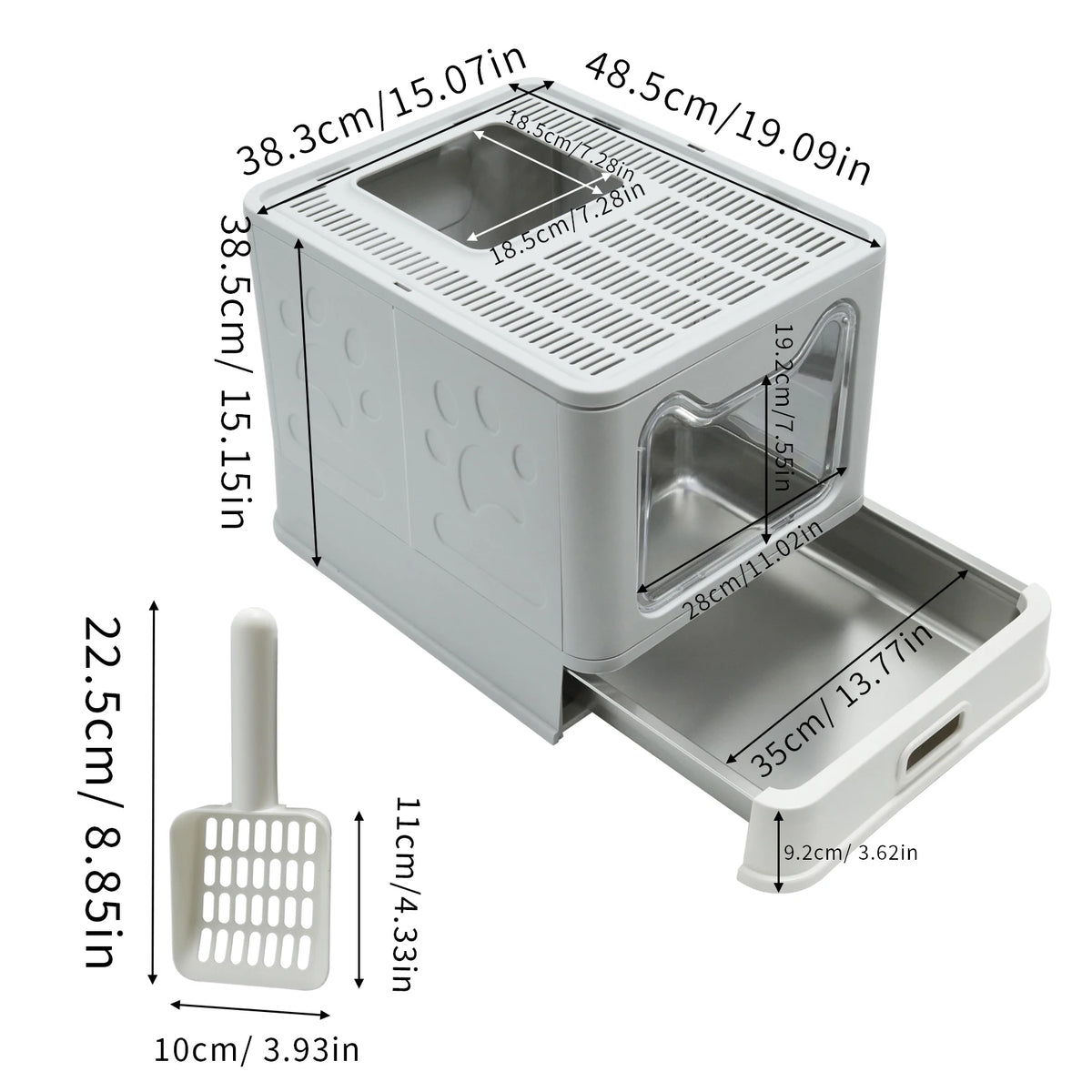 Enclosed Cat Litter Box Front Entry Top Exit With Lid
