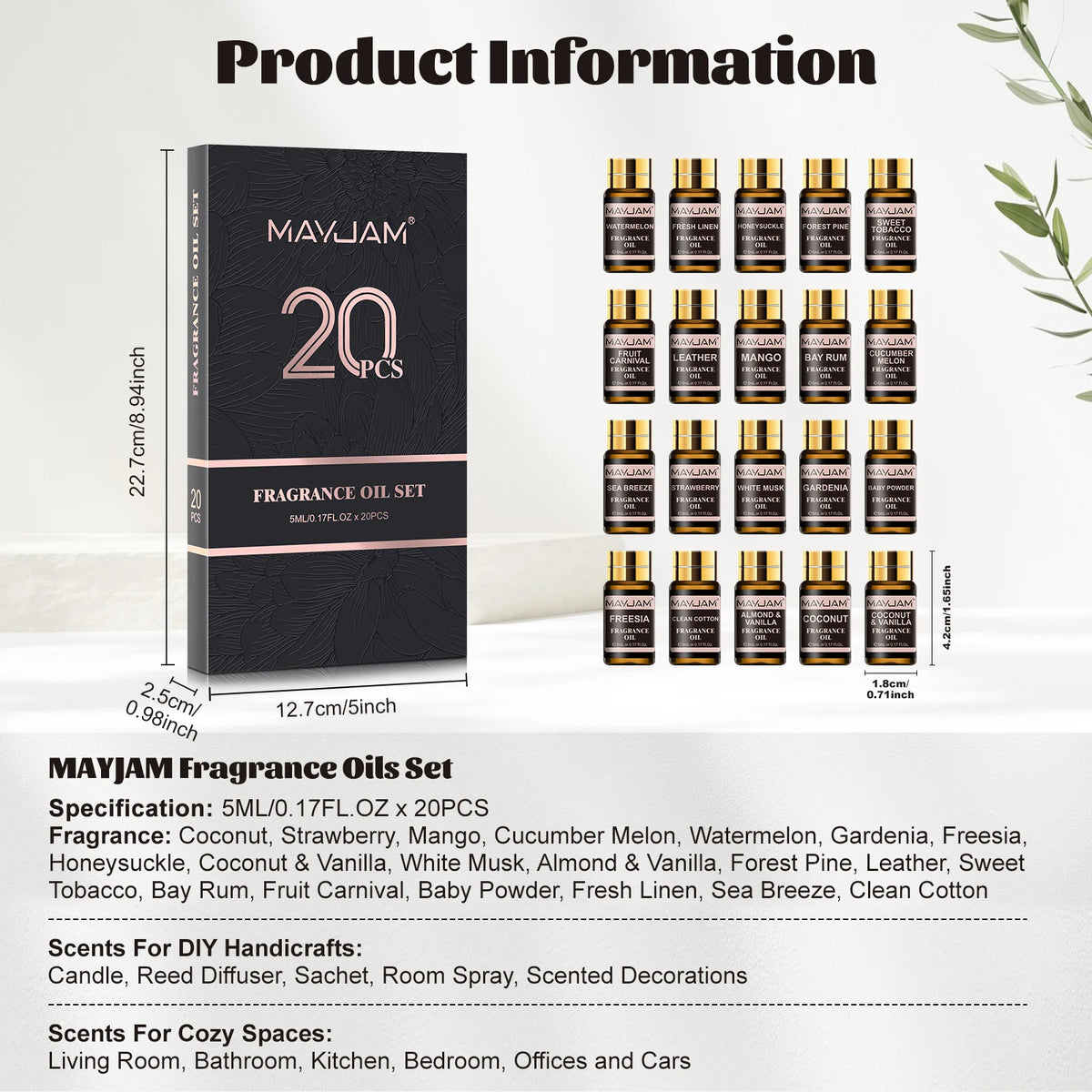 MAYJAM Fragrance Oils Set for Diffusers Burners and Candle Making