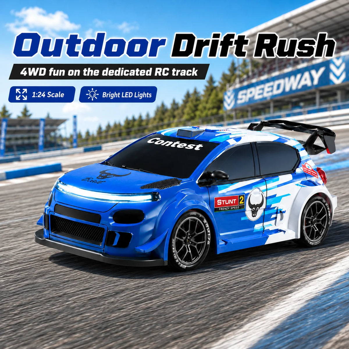 ZNLYRION 4WD RC Drift Car With LED Lights Remote Control