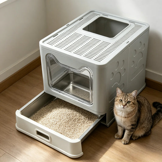 Enclosed Cat Litter Box Front Entry Top Exit With Lid