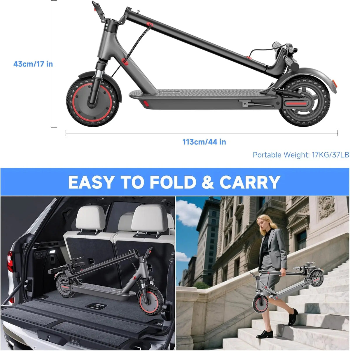 AOVOPRO Foldable Electric Scooter With Powerful Motor And App Control