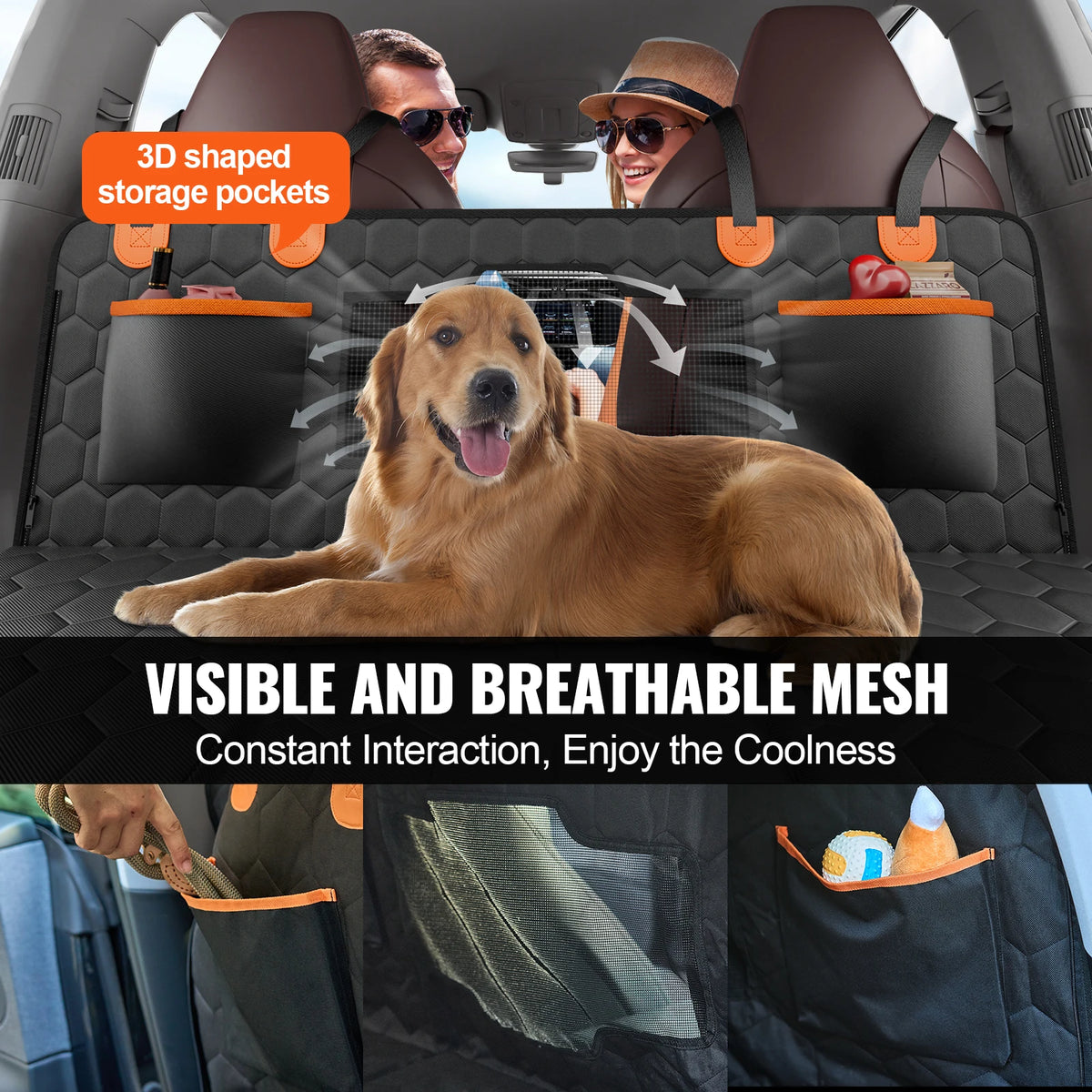 SucceBuy Dog Car Seat Cover With Mesh Window Storage Pocket