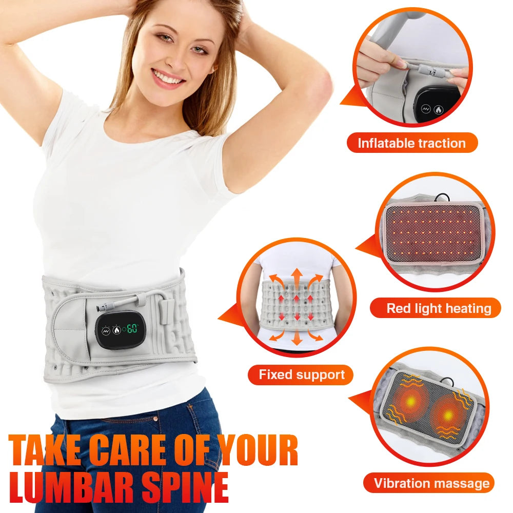 PASTSKY Rechargeable Lumbar Traction Back Massage Heating Support