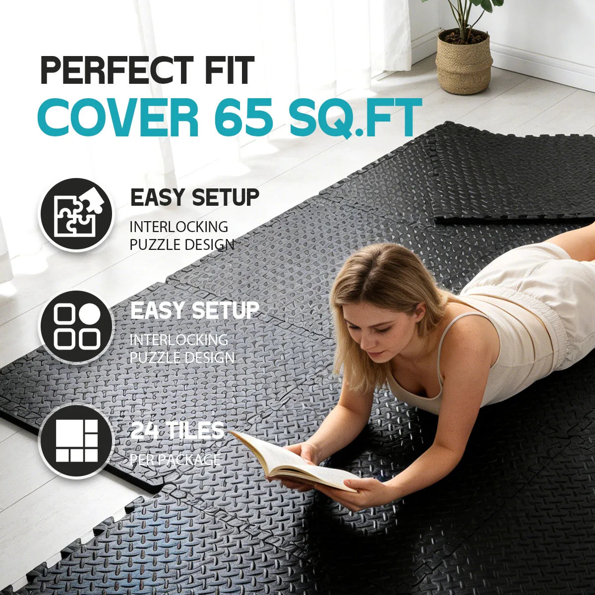 Interlocking EVA Foam Exercise Mat Tiles for Home Gym Workouts