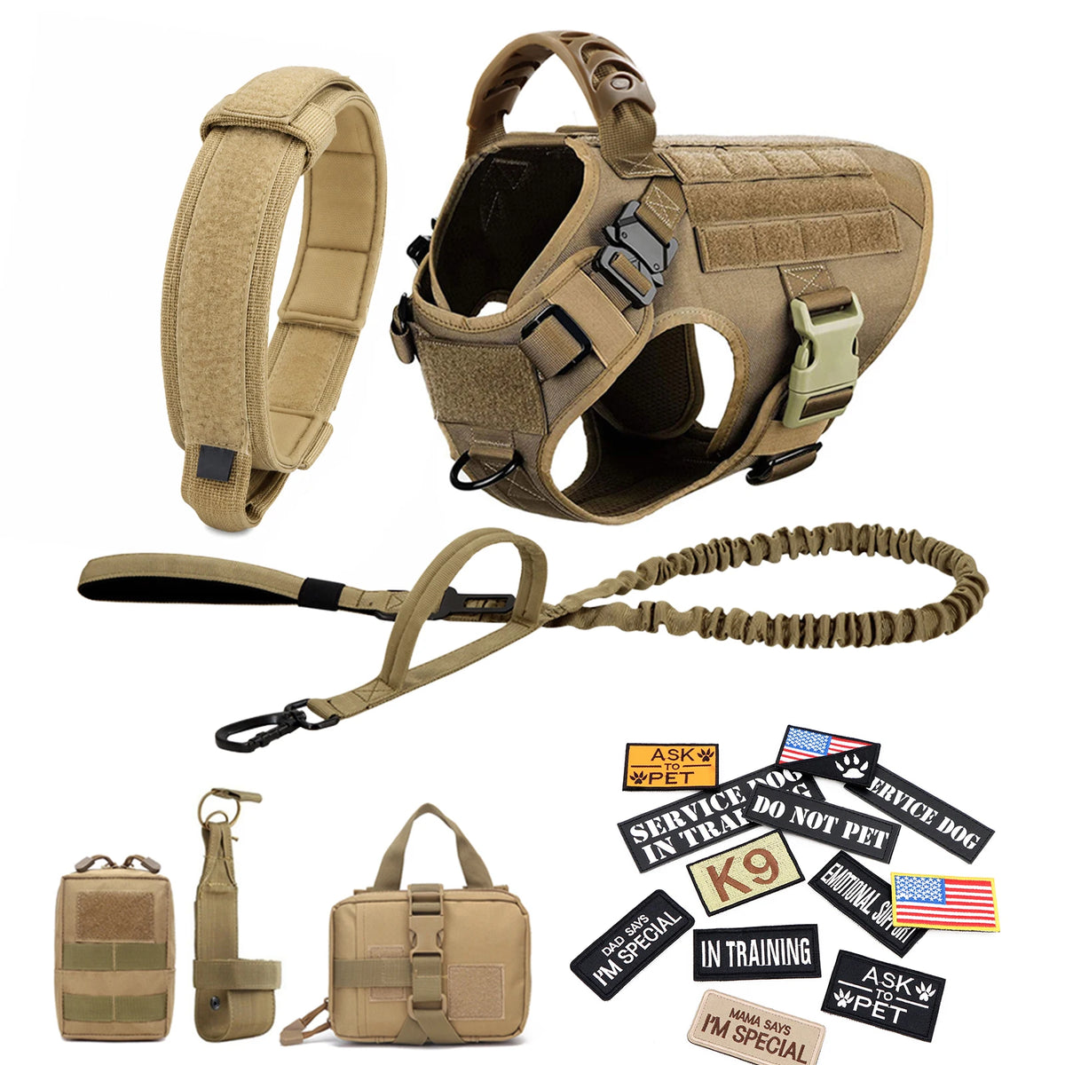 PETRAVEL Tactical Dog Harness Vest With Leash And Training Patches