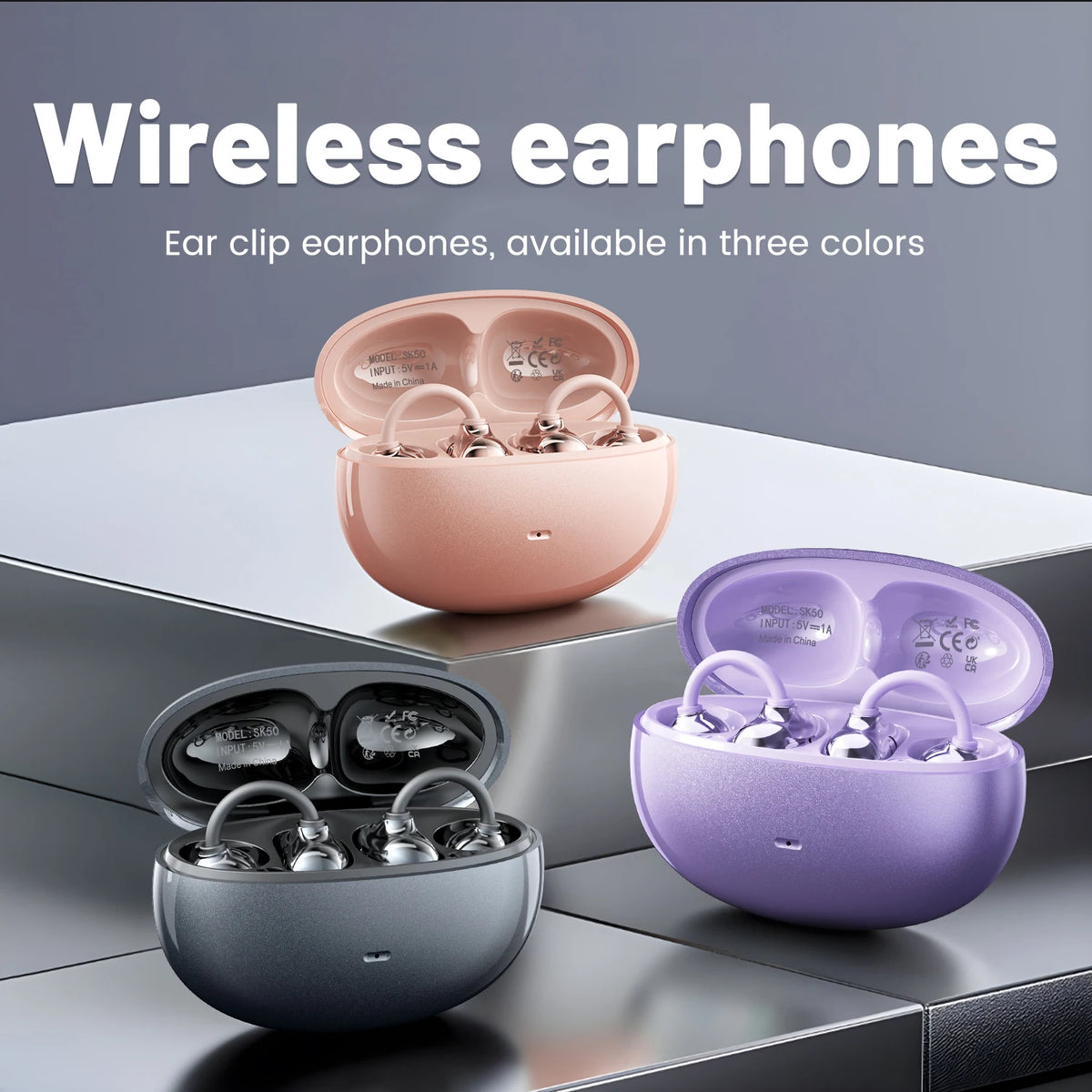 INSONIXN Open Ear Clip Wireless Bluetooth Earbuds With Microphone