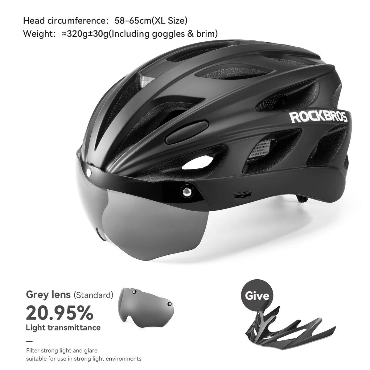 ROCKBROS Integrated Cycling Helmet With Goggles For MTB Road Bikes