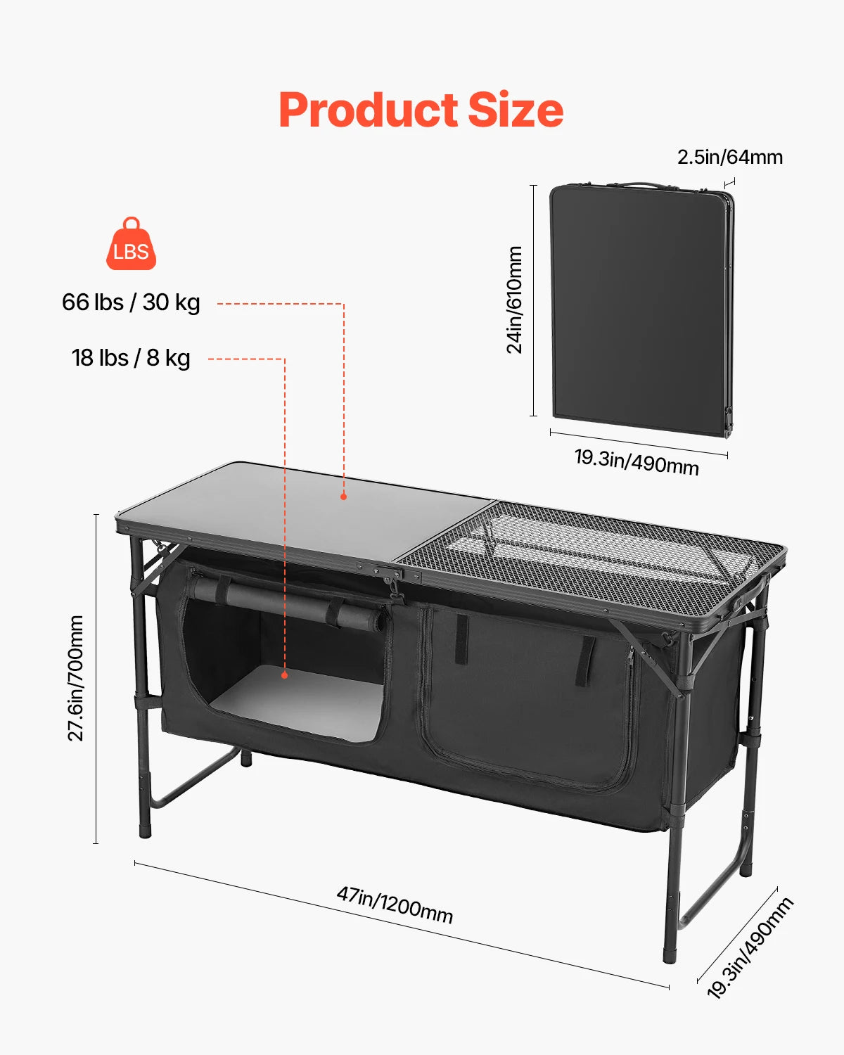 SucceBuy Portable Outdoor Camping Kitchen Cooking Table