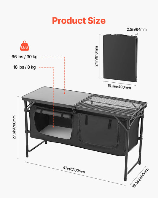 SucceBuy Portable Outdoor Camping Kitchen Cooking Table