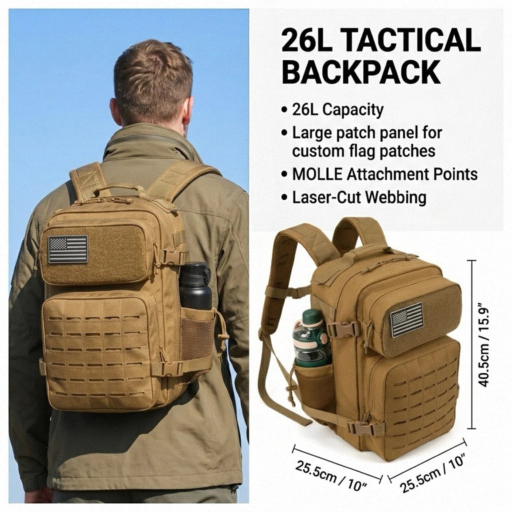 ReFire Gear Tactical MOLLE Hiking Backpack With Dual Cup Holders