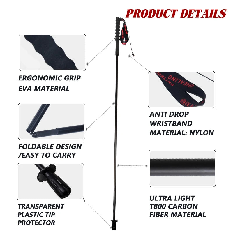 OKHEALING Carbon Fiber Folding Trekking Poles for Hiking and Travel