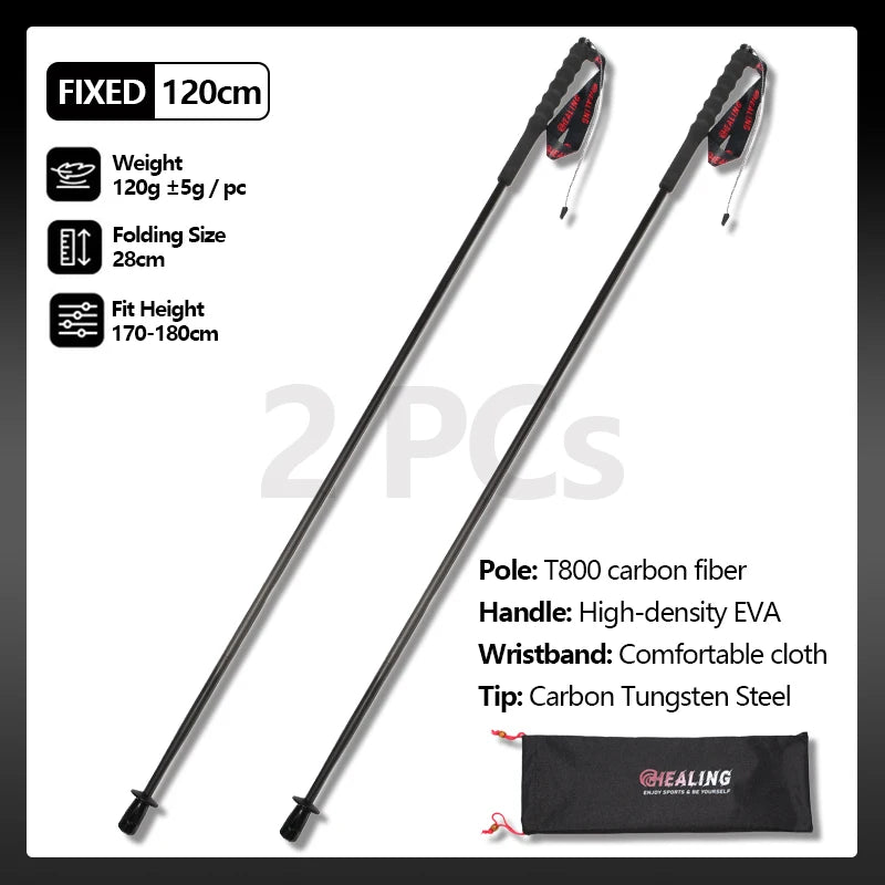 OKHEALING Carbon Fiber Folding Trekking Poles for Hiking and Travel