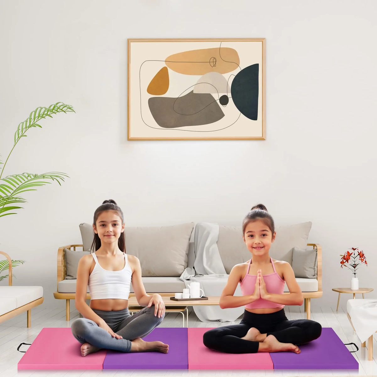 HiMISS Portable Folding Gymnastics Tumbling Mat for Home Workouts