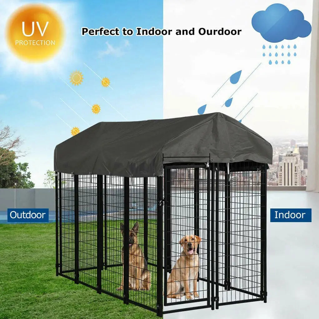 Outdoor Dog Kennel Run Enclosure With Roof And Secure Playpen