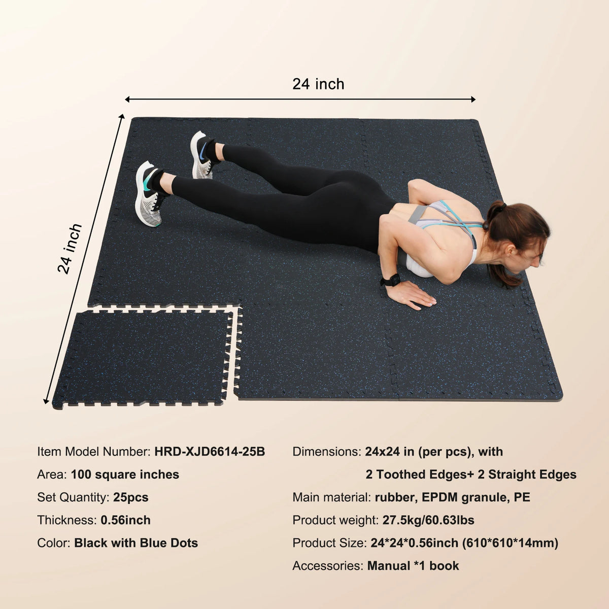 SucceBuy Rubber Top Interlocking Floor Mats for Gym and Home