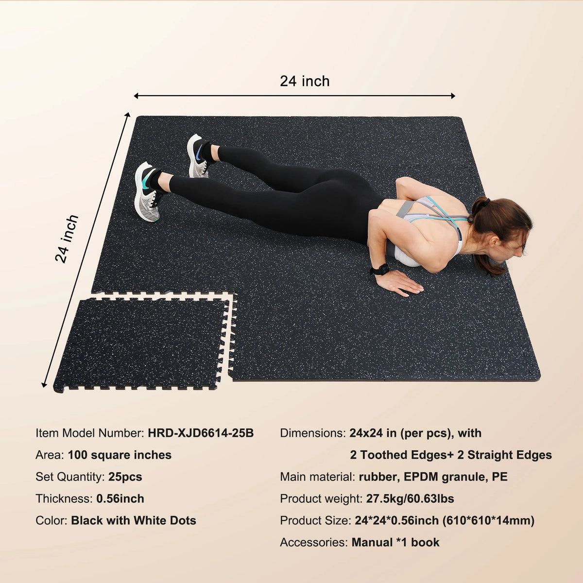 SucceBuy Rubber Top Interlocking Floor Mats for Gym and Home