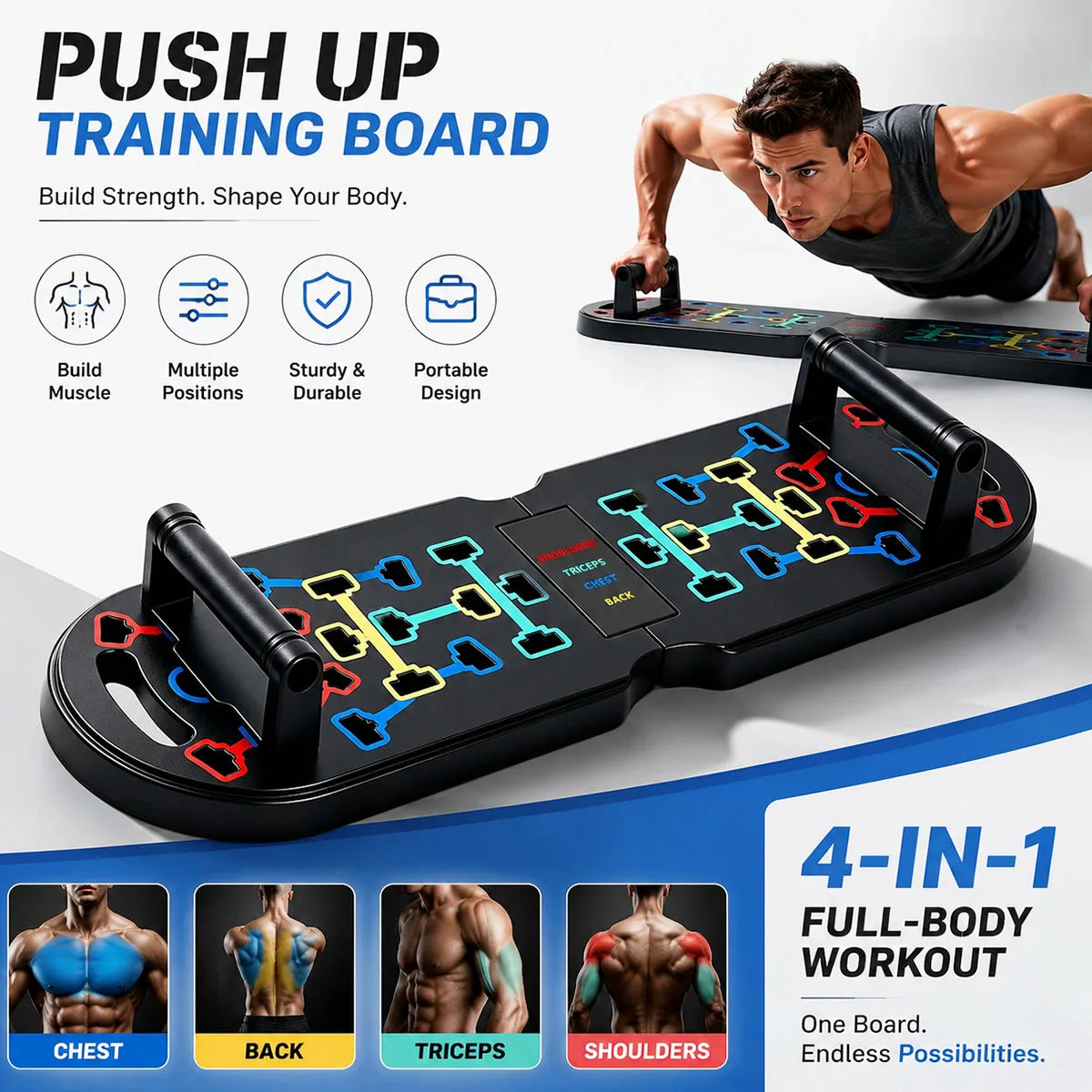 Portable Home Gym Full Body Kit With Push Up Board