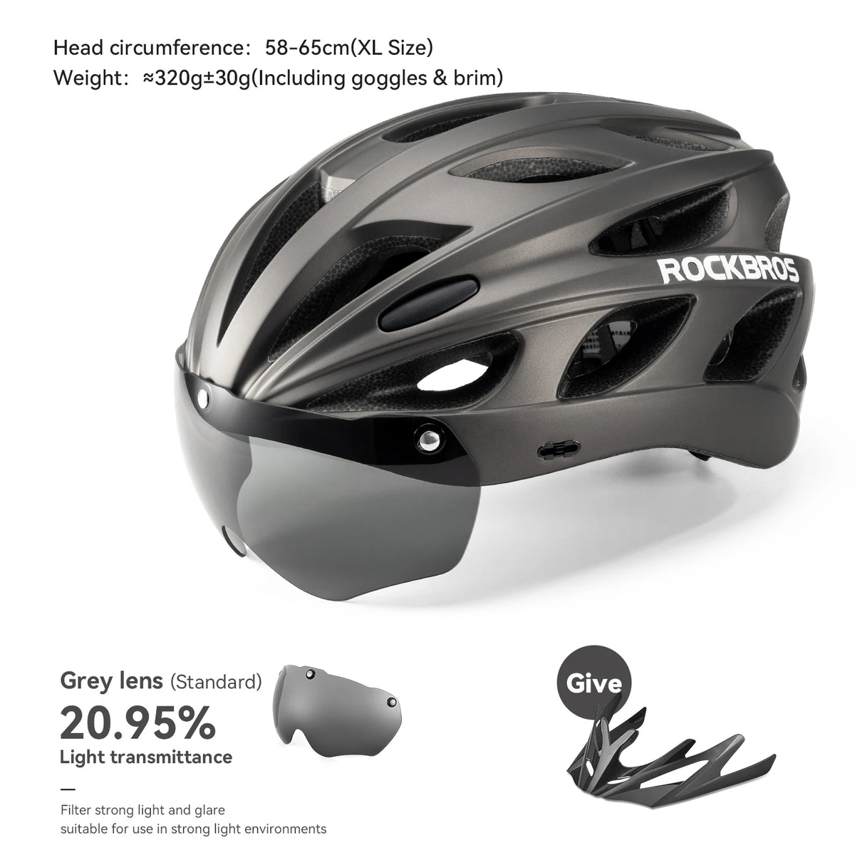 ROCKBROS Integrated Cycling Helmet With Goggles For MTB Road Safety