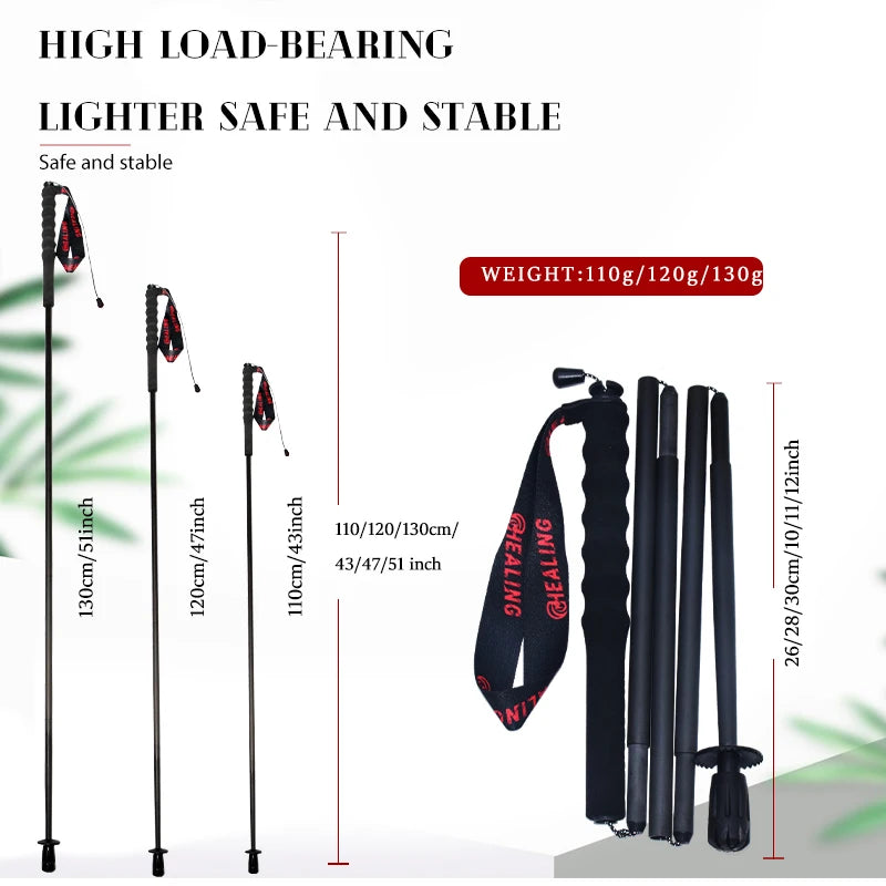 OKHEALING Carbon Fiber Folding Trekking Poles for Hiking and Travel