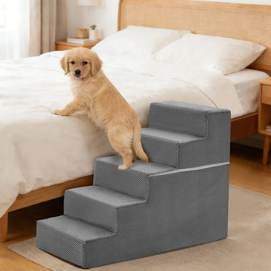 Curved Foam Dog Stairs Ramp With Non Slip Indoor Pet Access