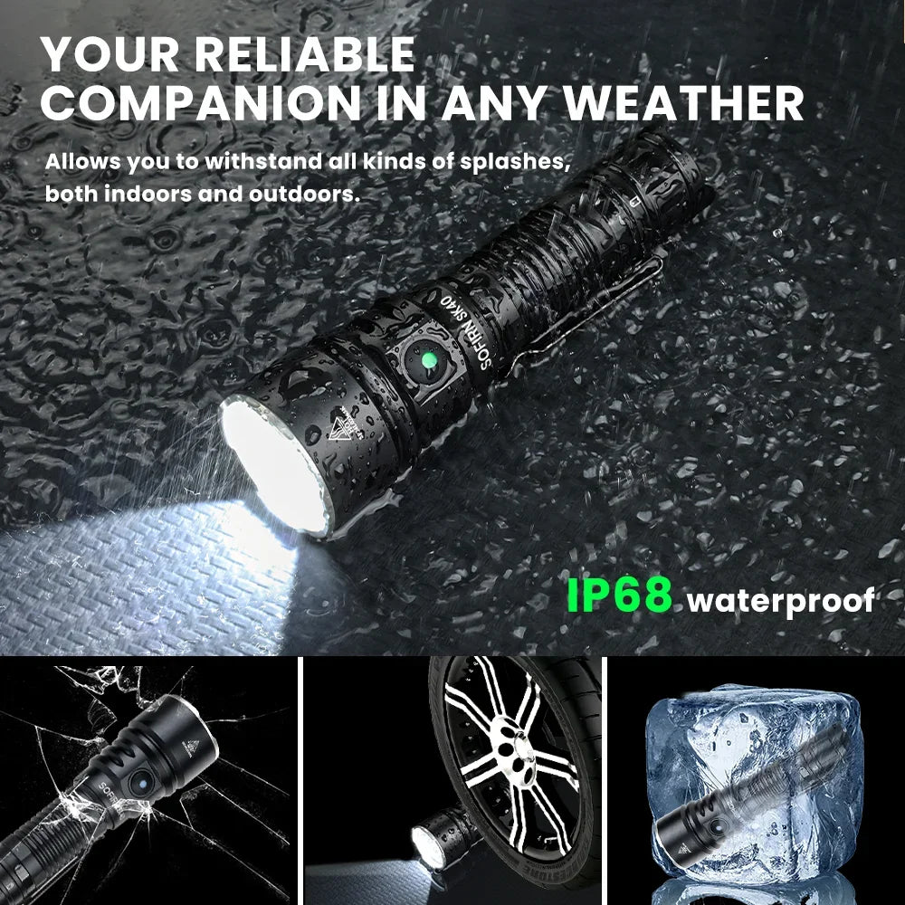 Sofirn SK40 SFT70 Tactical Flashlight with Rechargeable Long Range Spotlight