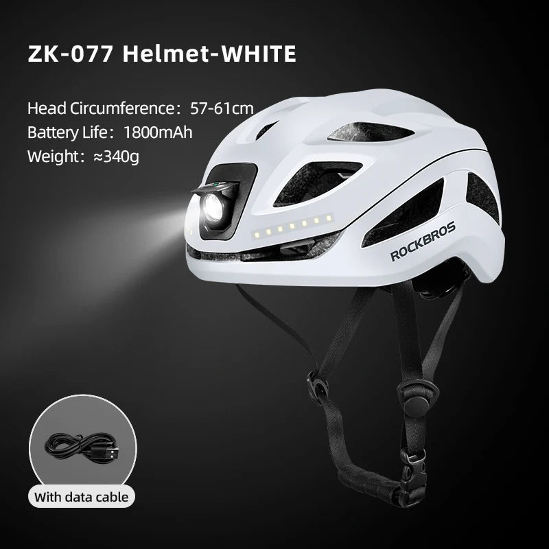 Rockbros Cycling Safety Helmet With Integrated LED Front Light