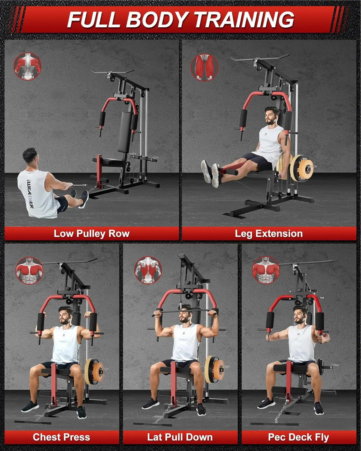 HiMISS 5 In 1 Home Gym Strength Training Machine System