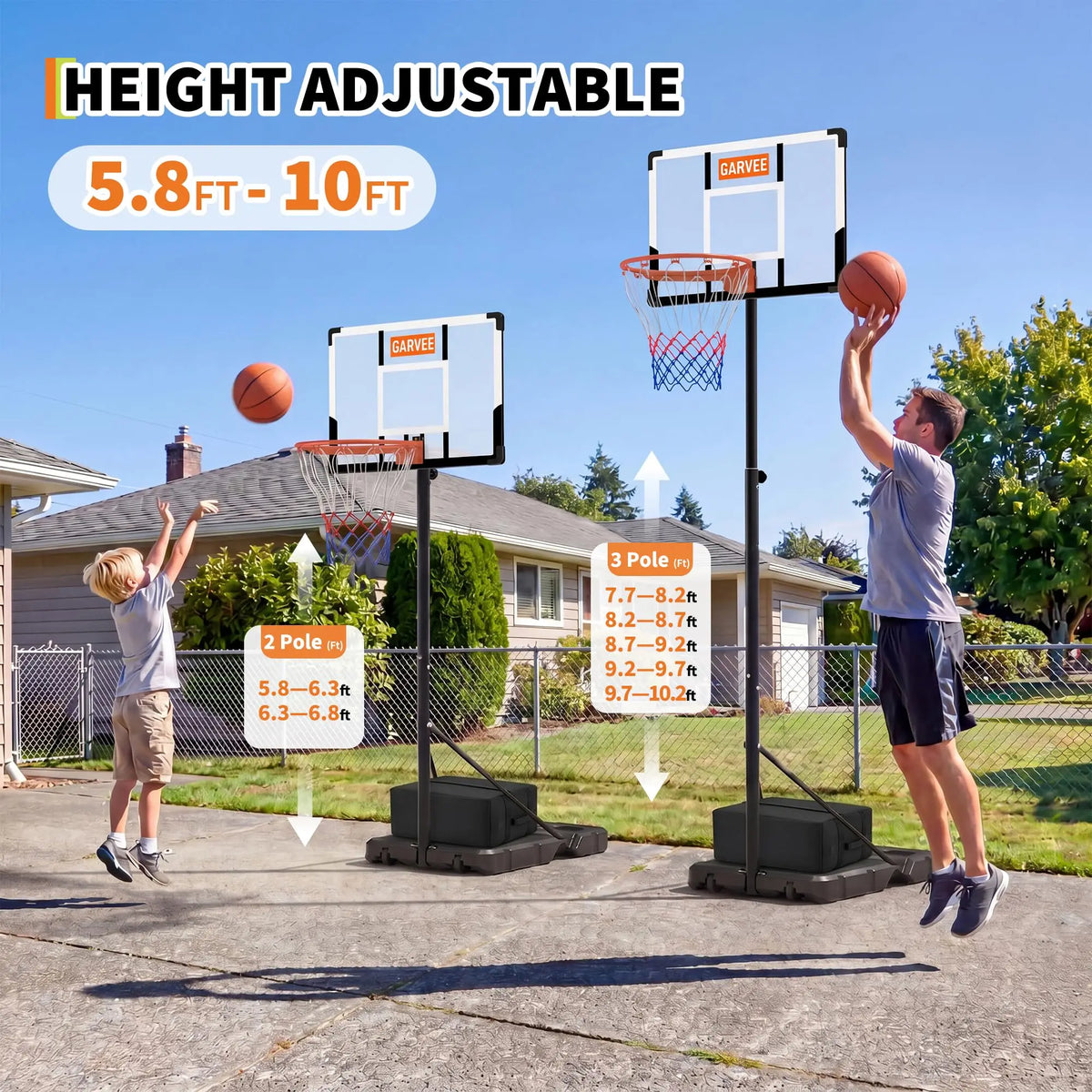 HiMISS Portable Adjustable Basketball Hoop For Indoor Outdoor Play