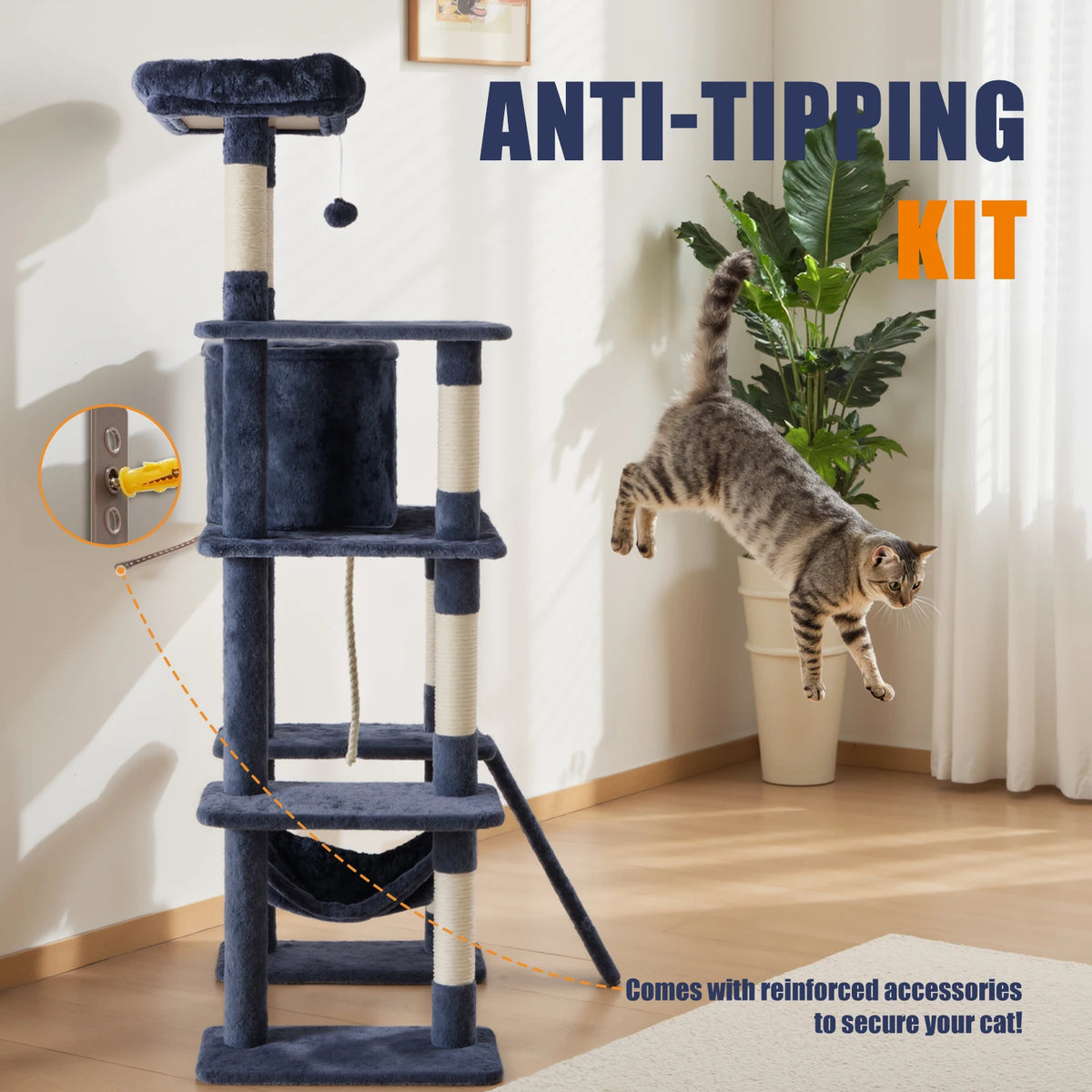 JHK Multi-Level Cat Tree With Sisal Scratching Posts