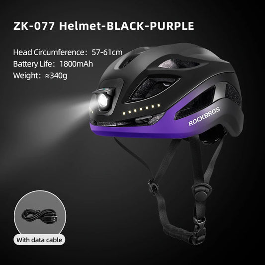 Rockbros Cycling Safety Helmet With Integrated LED Front Light