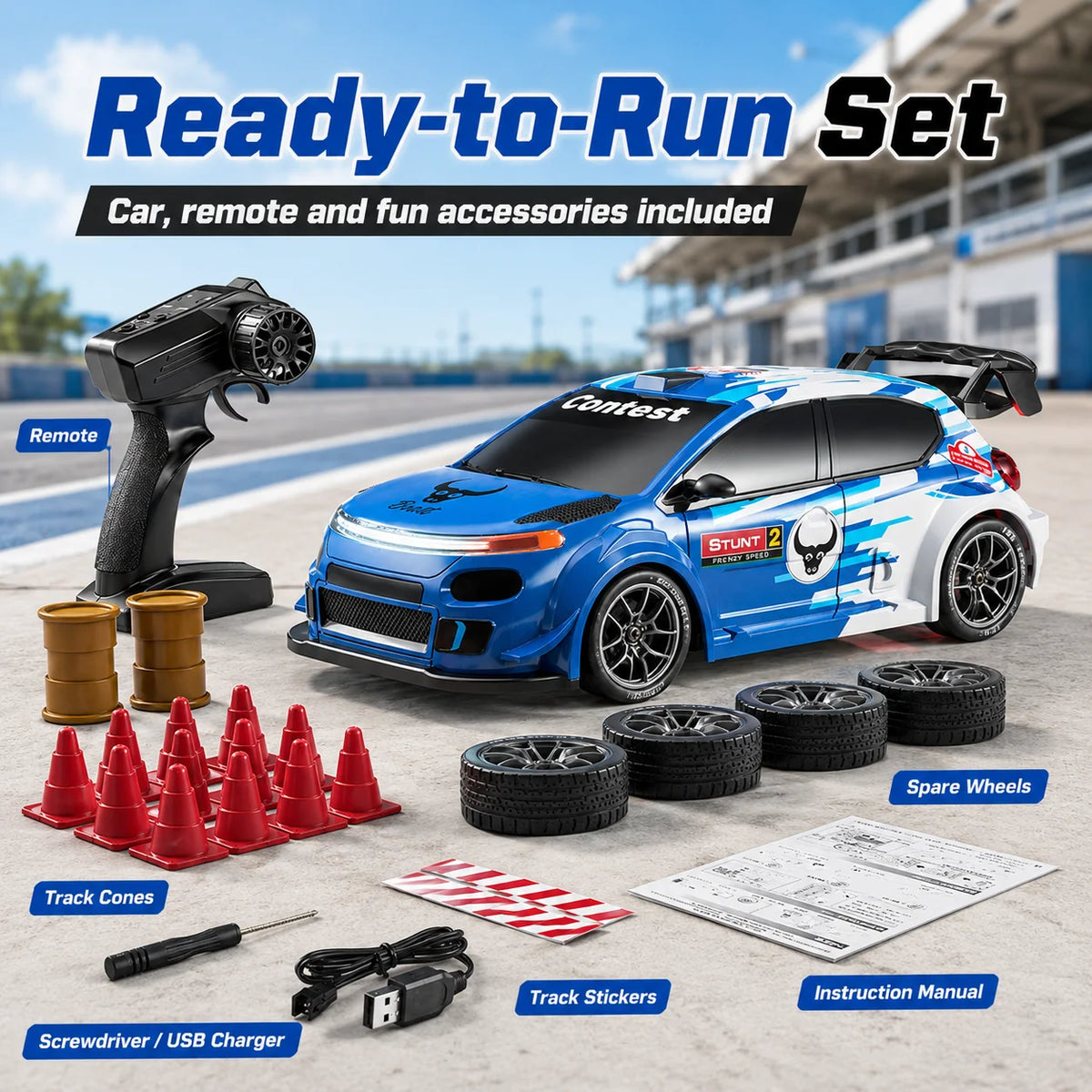 ZNLYRION 4WD RC Drift Car With LED Lights Remote Control