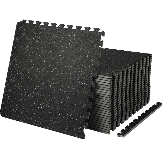 SucceBuy Interlocking Rubber Gym Floor Mats for Home Workouts