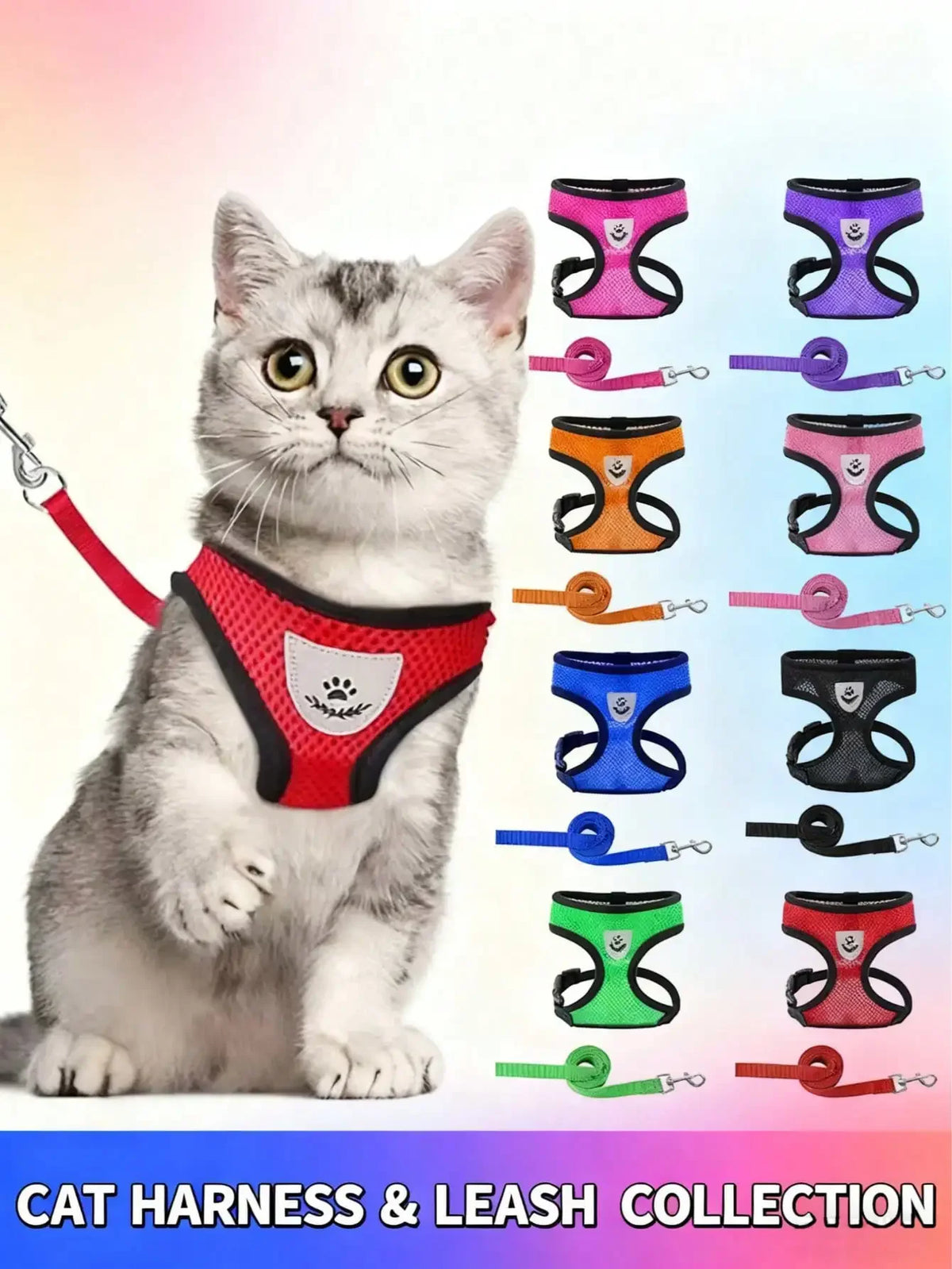 Breathable Mesh Pet Harness And Leash Set With Travel Bowl