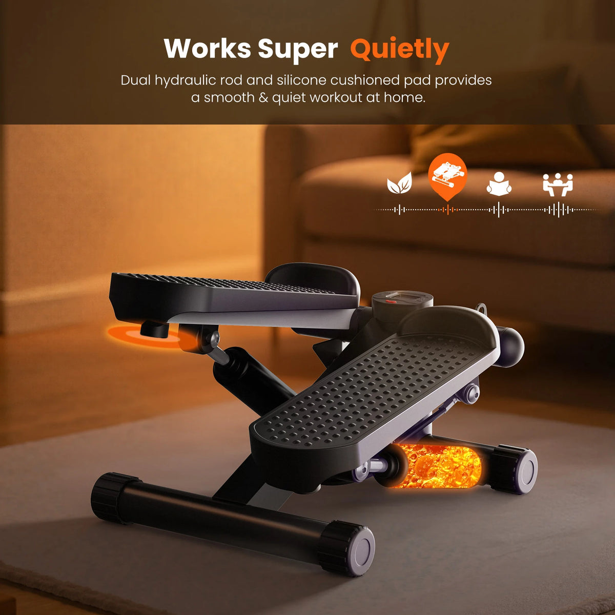 Mini Stepper with Resistance Bands and LCD Monitor for Cardio