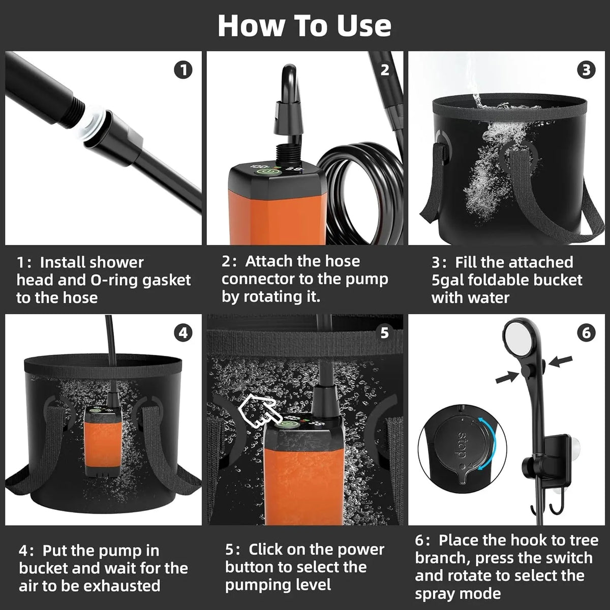 MORIKO Rechargeable Portable Camping Shower With LED Display