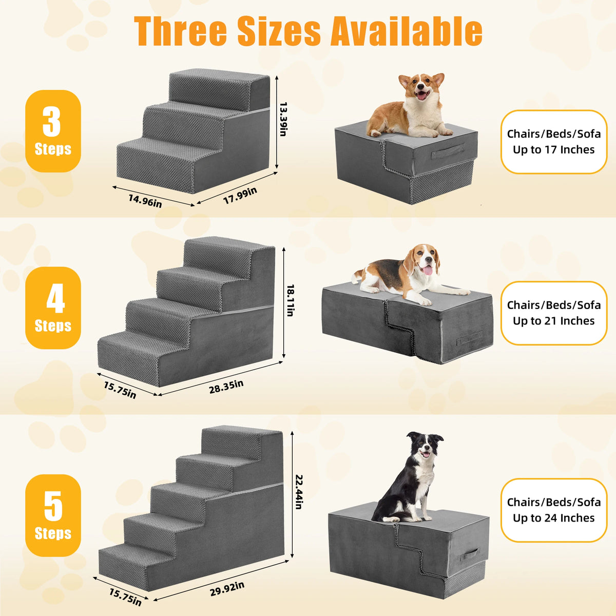 Curved Foam Dog Stairs Ramp With Non Slip Indoor Pet Access