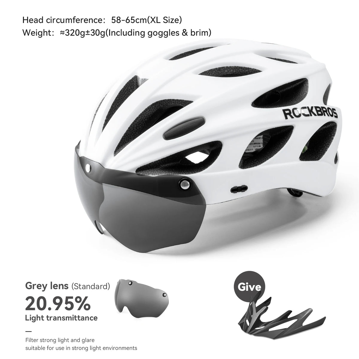 ROCKBROS Integrated Cycling Helmet With Goggles For MTB Road Safety