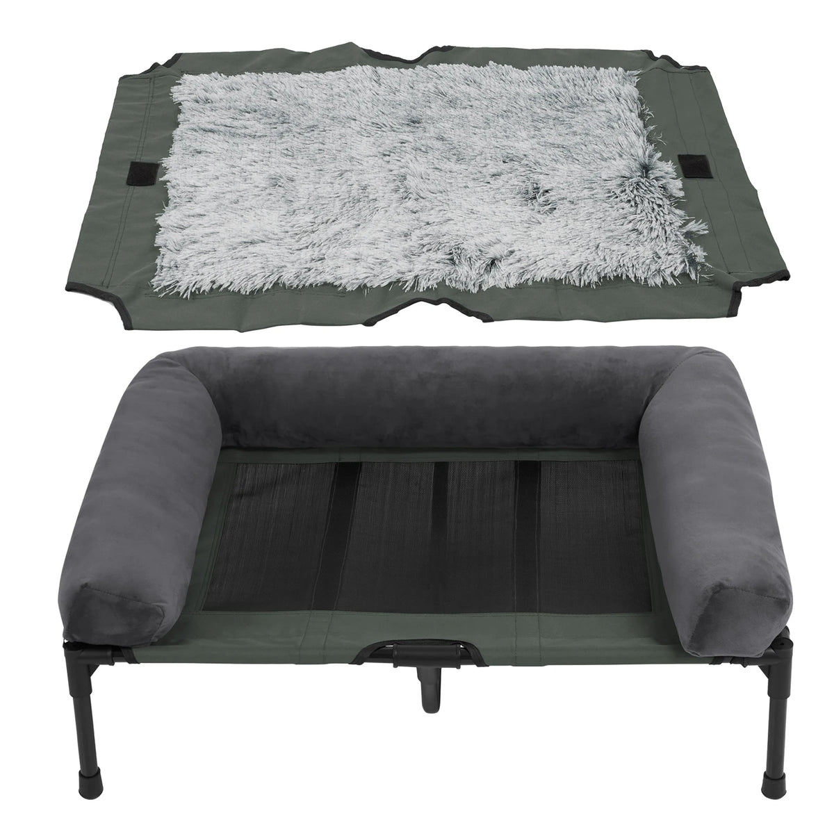 BINGOPAW Elevated Dog Bed With Breathable Mesh And Plush Bolster