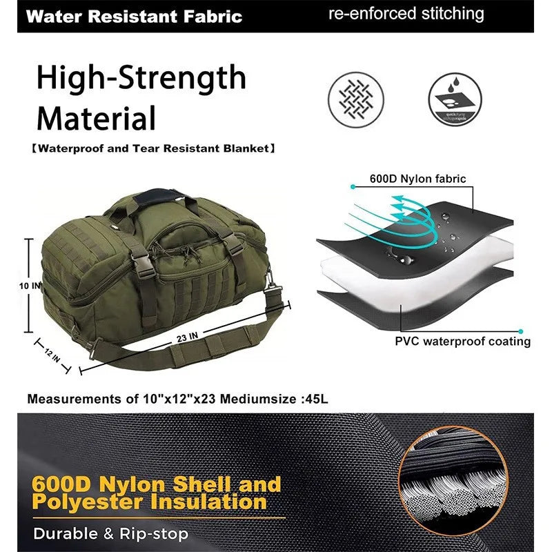 LQARMY Waterproof 3 Way Travel Duffel Bag For Fitness