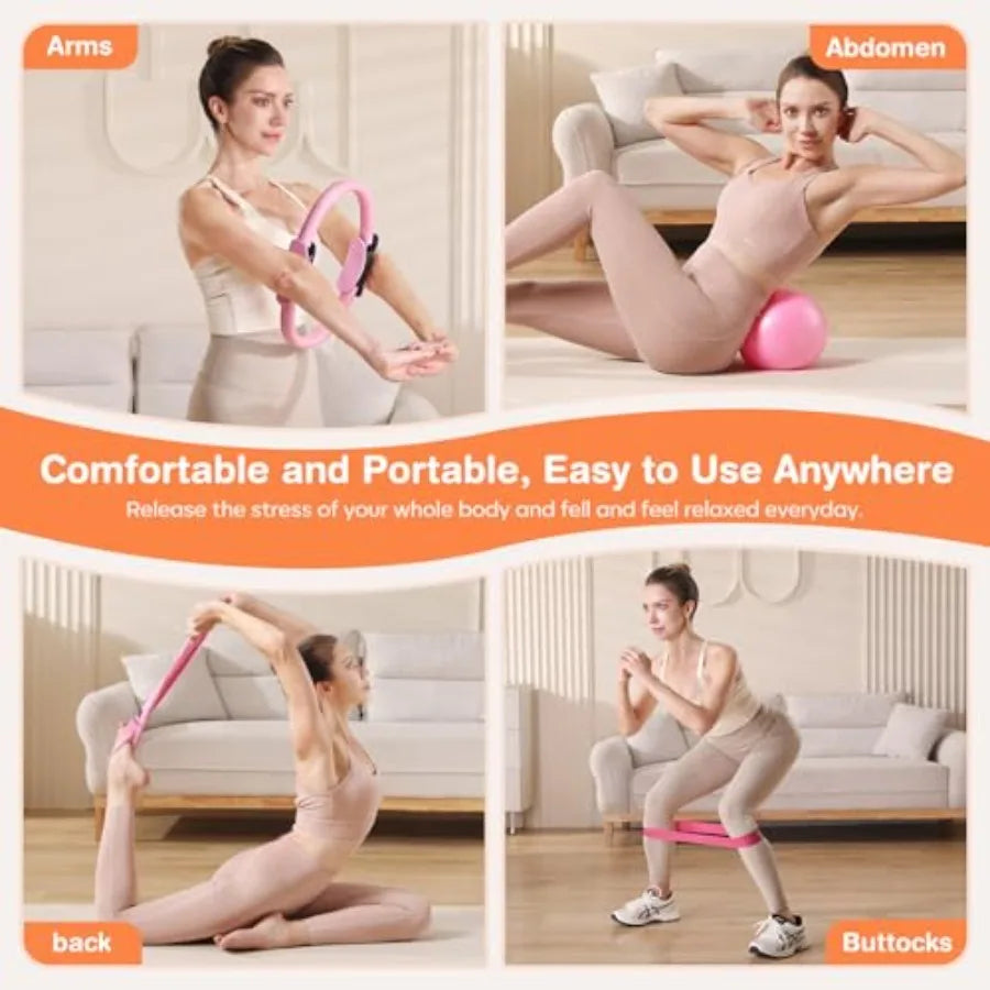 Pilates Kit With Mini Ball Yoga Rings And Resistance Bands