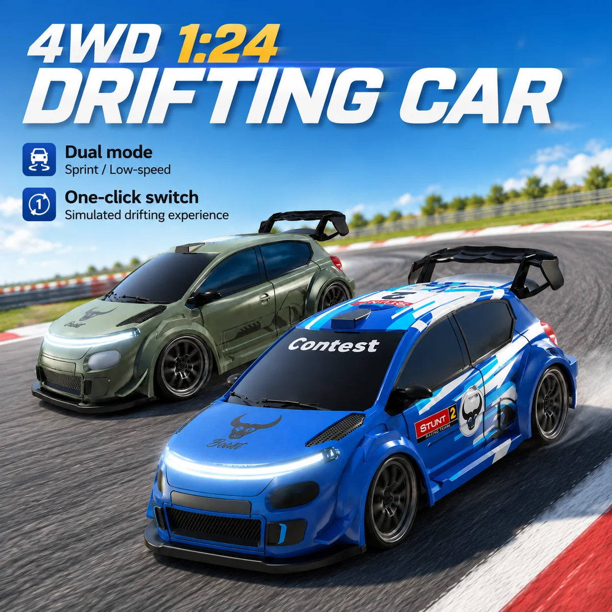 ZNLYRION 4WD RC Drift Car With LED Lights Remote Control