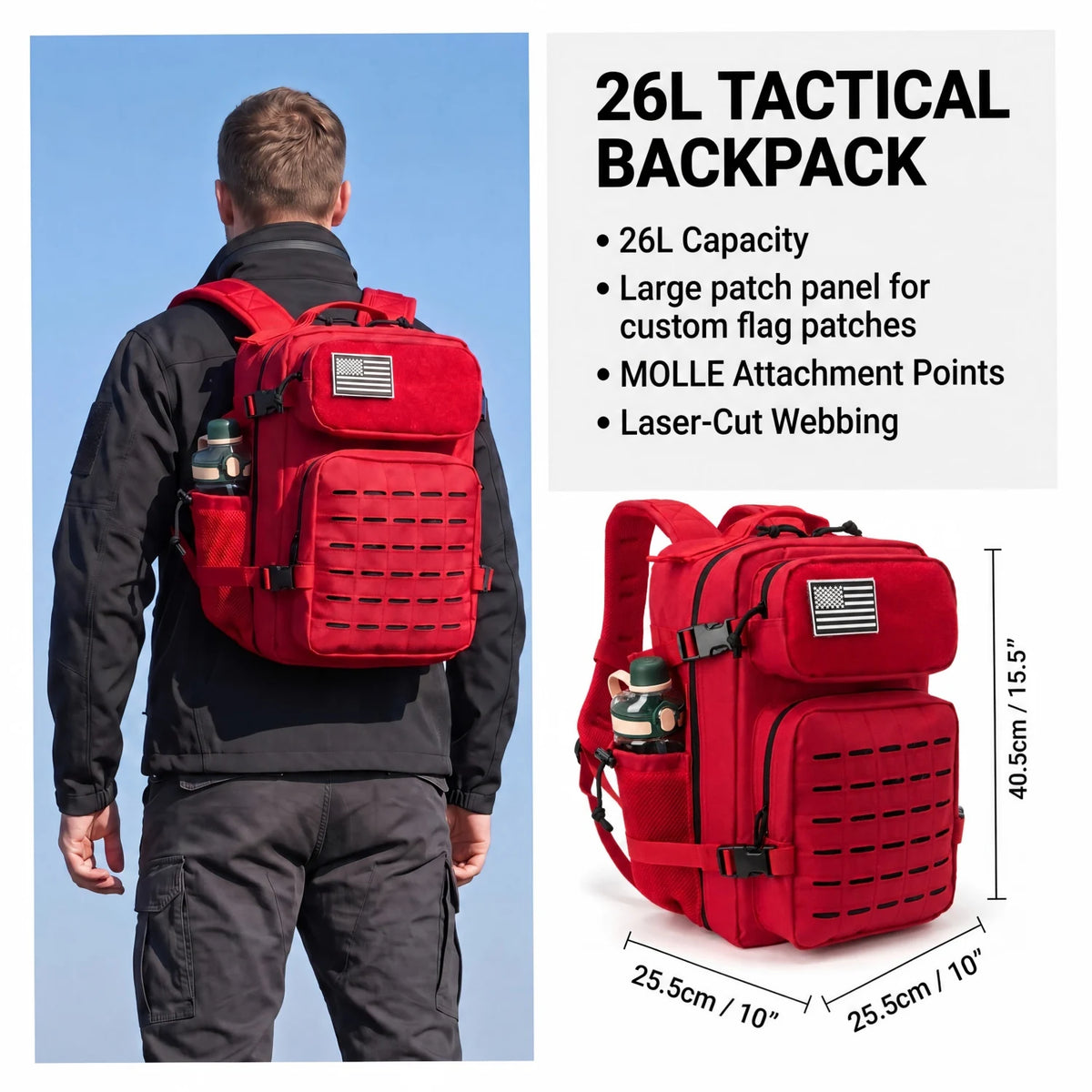 ReFire Gear Tactical MOLLE Hiking Backpack With Dual Cup Holders