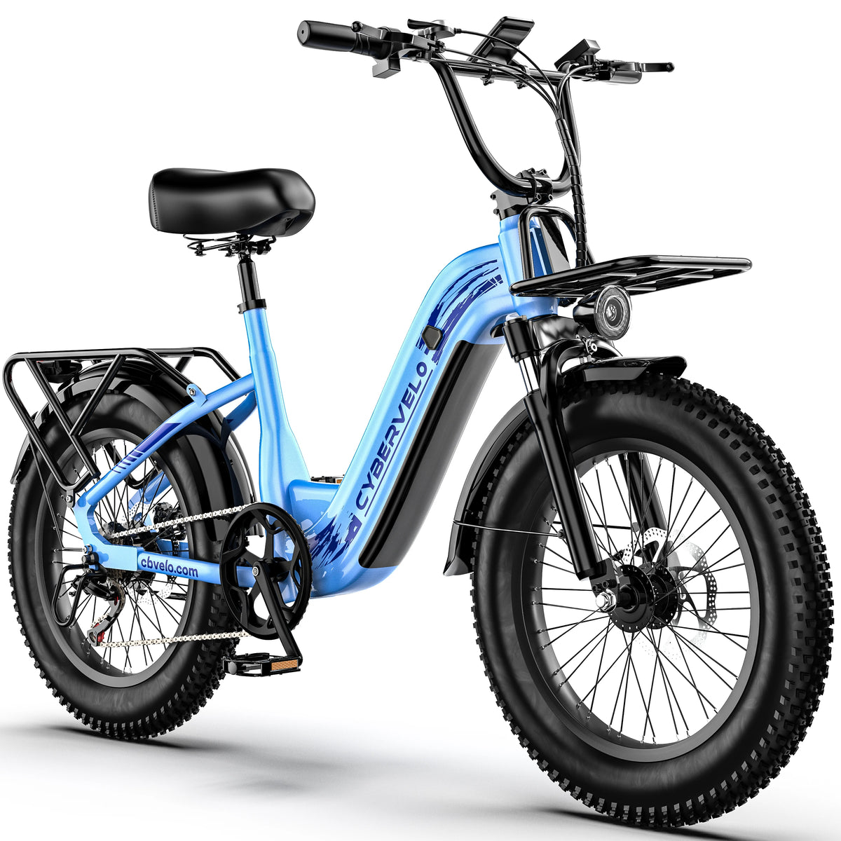 CBVELO Step Through Fat Tire Electric Bike With Removable Battery