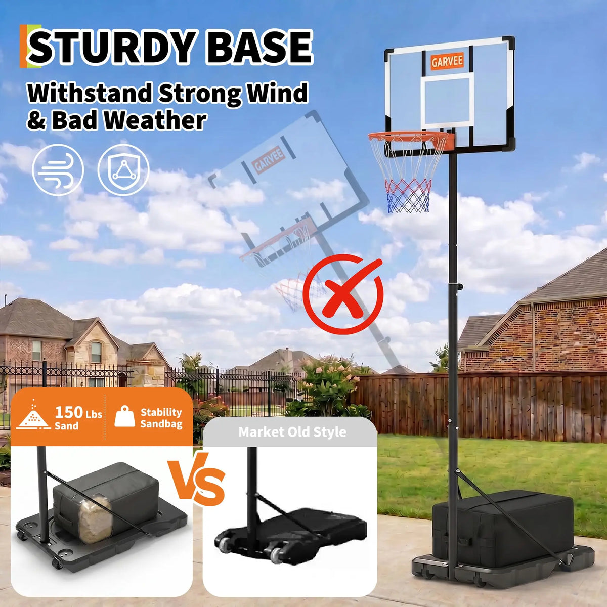 HiMISS Portable Adjustable Basketball Hoop For Indoor Outdoor Play