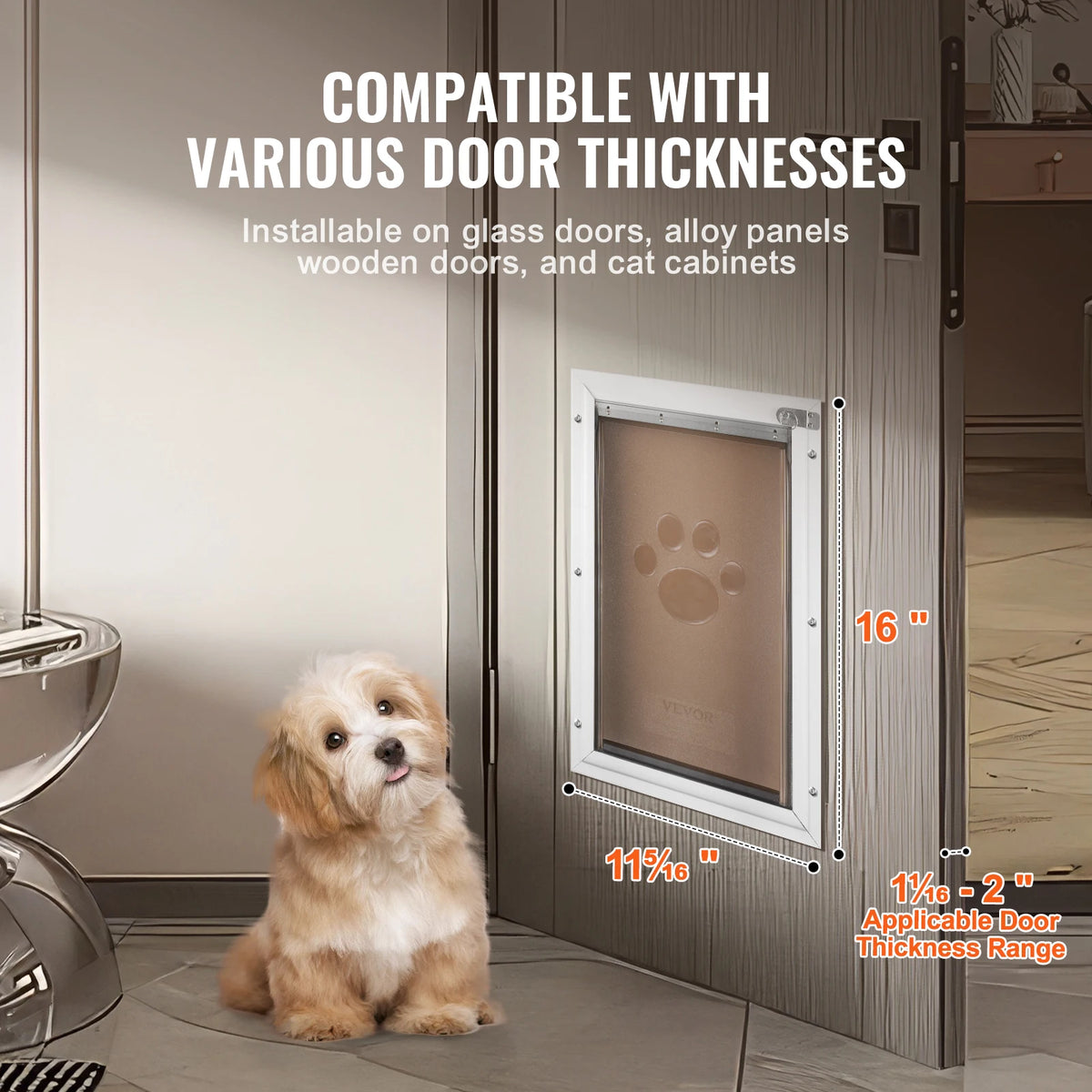 Weatherproof Aluminum Pet Door With Lock And Flexible Flap