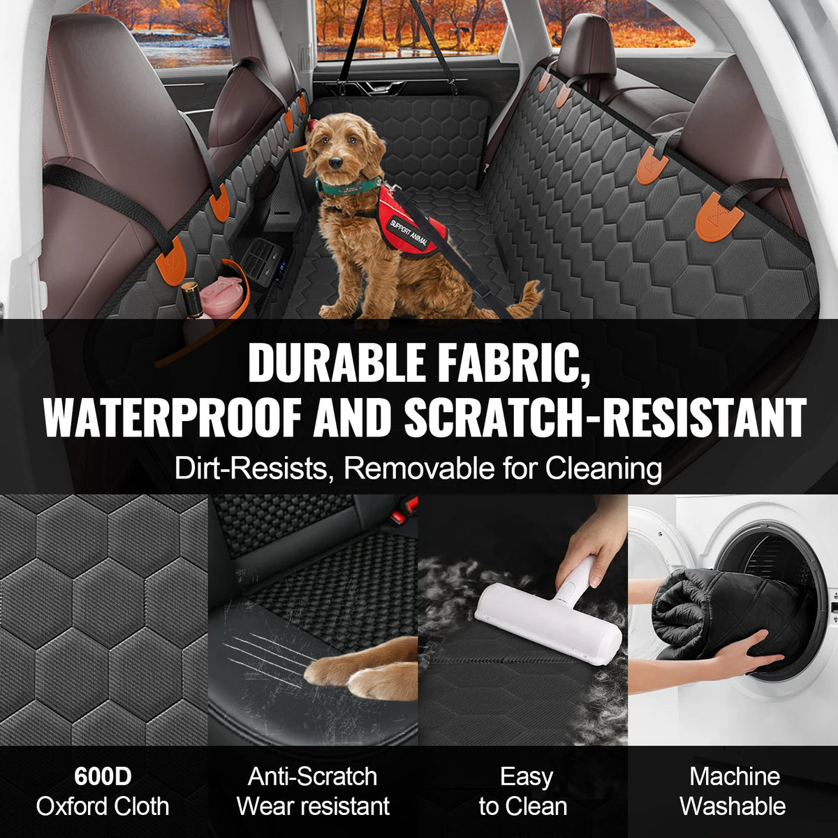 SucceBuy Dog Car Seat Cover With Mesh Window Storage Pocket
