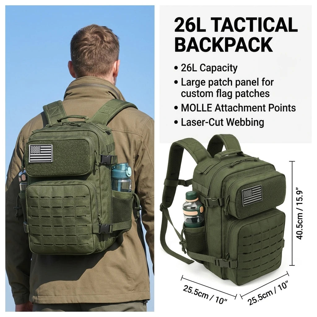 ReFire Gear Tactical MOLLE Hiking Backpack With Dual Cup Holders